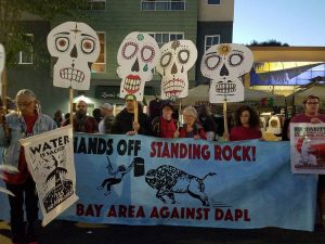oakland demonstration in solidarity with #nodapl water protectors, against wage theft by Calavera, and in solidarity with #blacklivesmatter